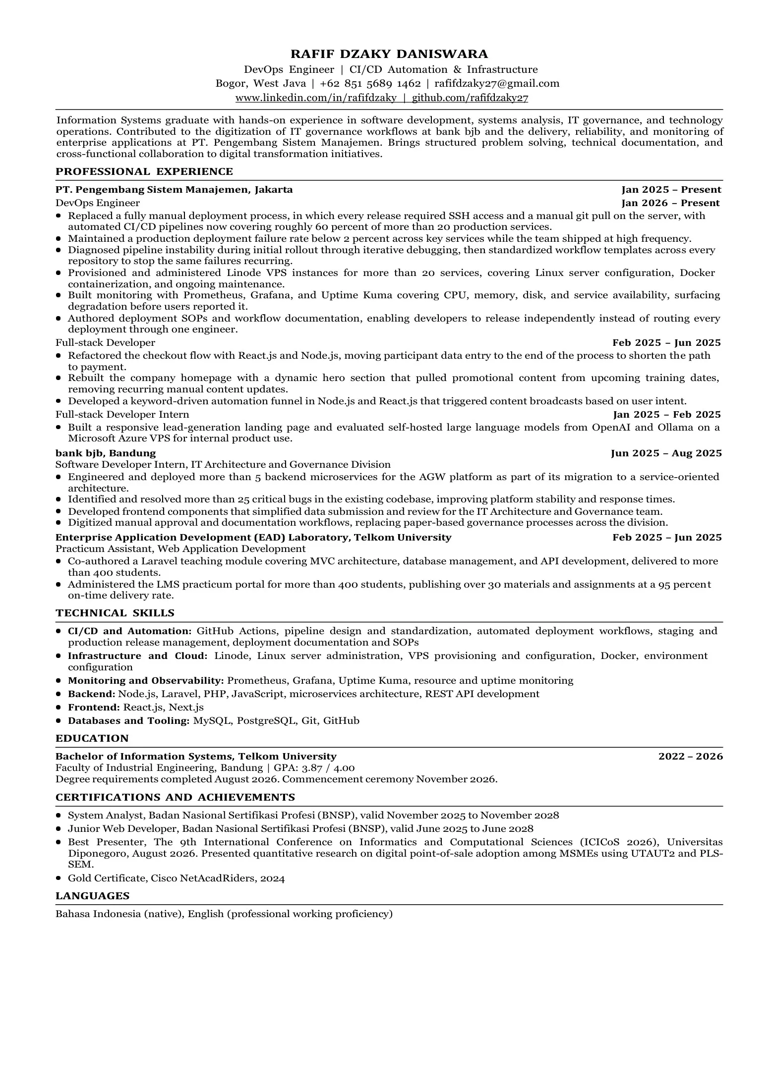Résumé of Rafif Dzaky Daniswara. The full text is in the text version below.